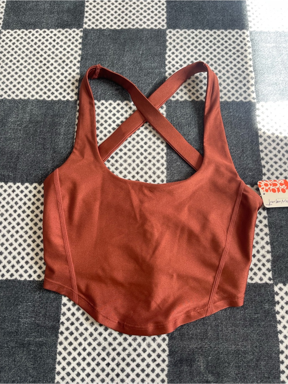 Free People Rust Cross-Back Crop Sports Bra
